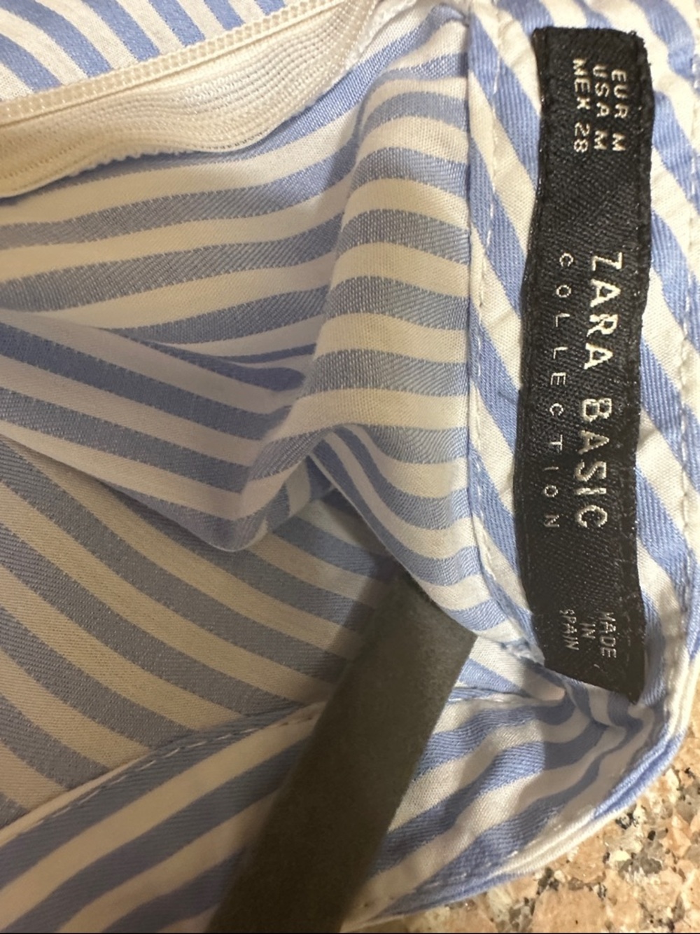 Zara basic collection Blue and White Striped Ruffle Sleeve Dress- Size Medium - Picture 2 of 4